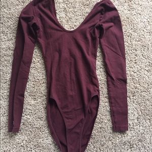 Maroon plunge back American apparel bodysuit