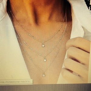 3 Layer Necklace with Rhinestones