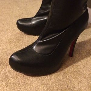 Black Pleather Thigh High Boots, Size 8