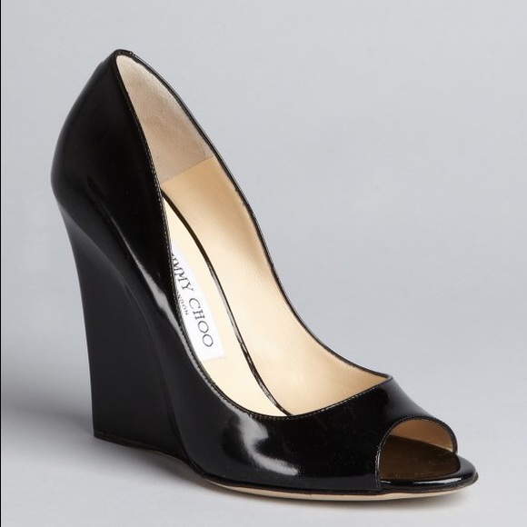 Jimmy Choo Shoes - Black authentic Jimmy Choo patent leather wedges.