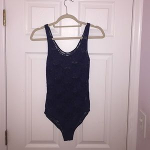 American Apparel Navy Blue Lace Body Suit