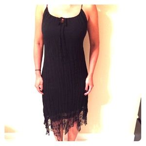 Prada silk slip dress with lace fringe bottom