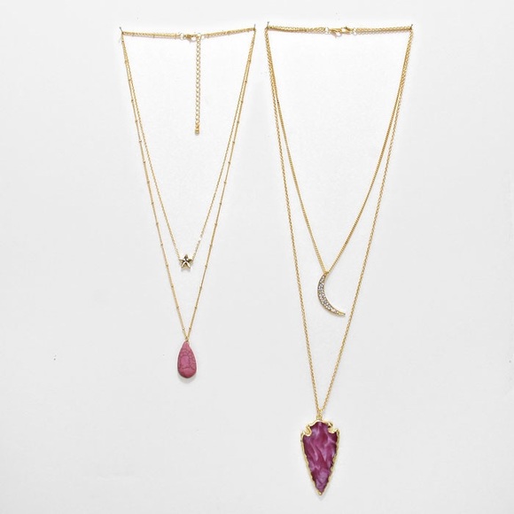 🌟 Star & Moon Layered Marble Rock Drop Necklace