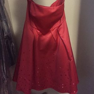 David's Bridal coral knee length dress