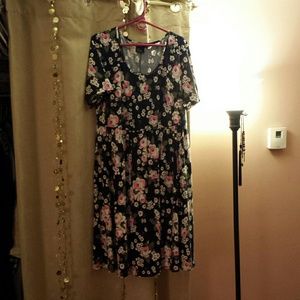 ASOS Skater Dress, Rose Print - longer length