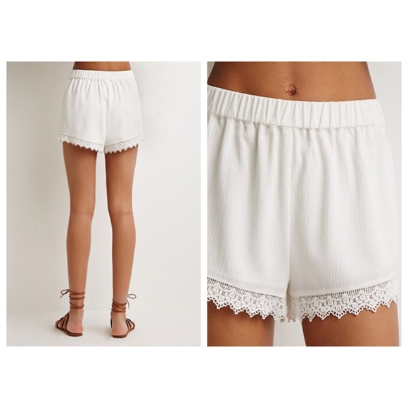👑HOST PICK👑 F21 White Crochet- Trimmed Shorts🌿 - Picture 2 of 4