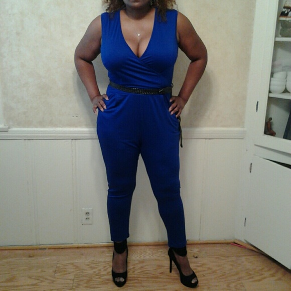 One piece  blue romper with belt