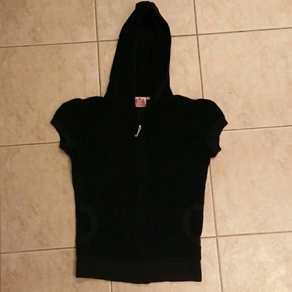 Juicy Couture terry short sleeve zip up black