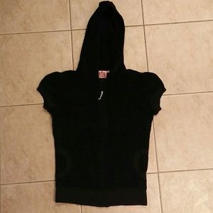 Juicy Couture terry short sleeve zip up black