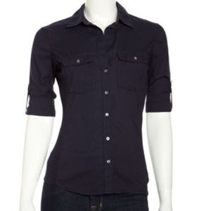Black James Perse ribbed side panel woven shirt