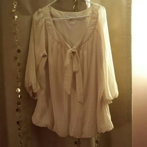 Cream blouse with small black dots