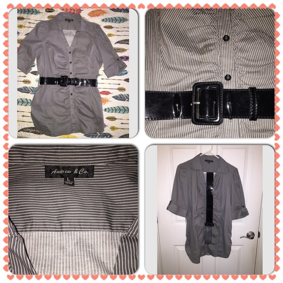 Andrew & Co blouse with wide belt