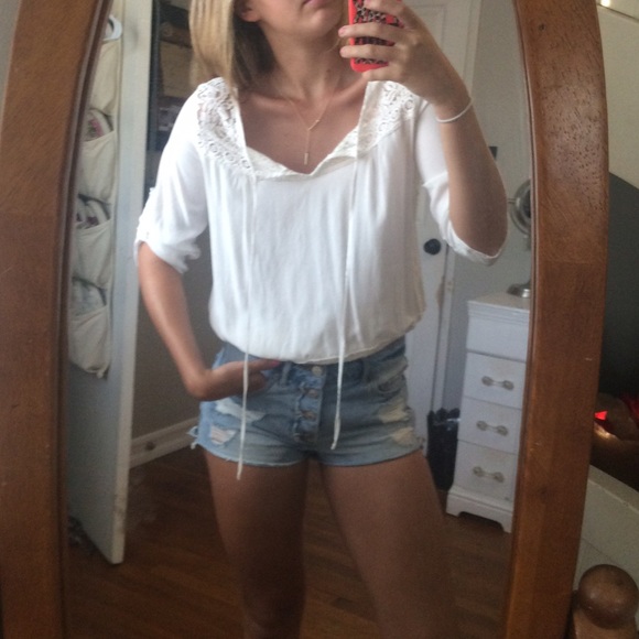 White flowy top