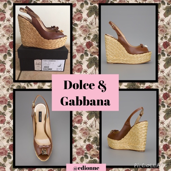 Dolce & Gabbana Slingback Wedges w/gold Padlock - Picture 1 of 4