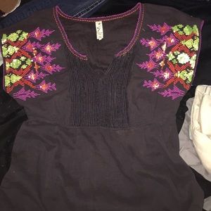 Floreat for anthropologie embroidered blouse