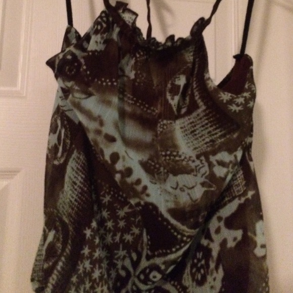 cute blue n brown halter top - Picture 2 of 3