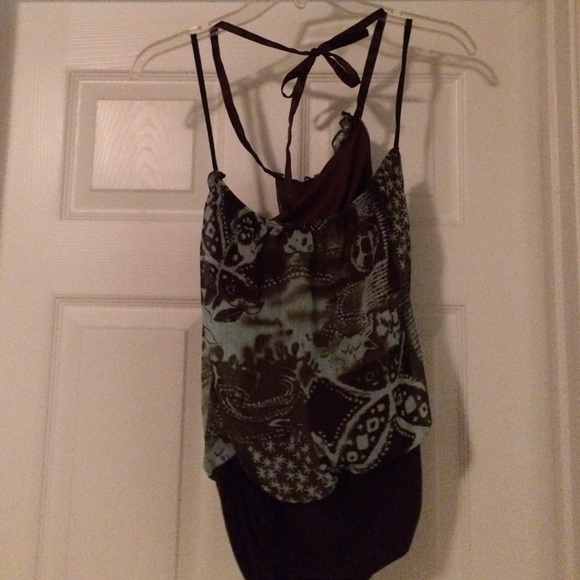 cute blue n brown halter top - Picture 3 of 3