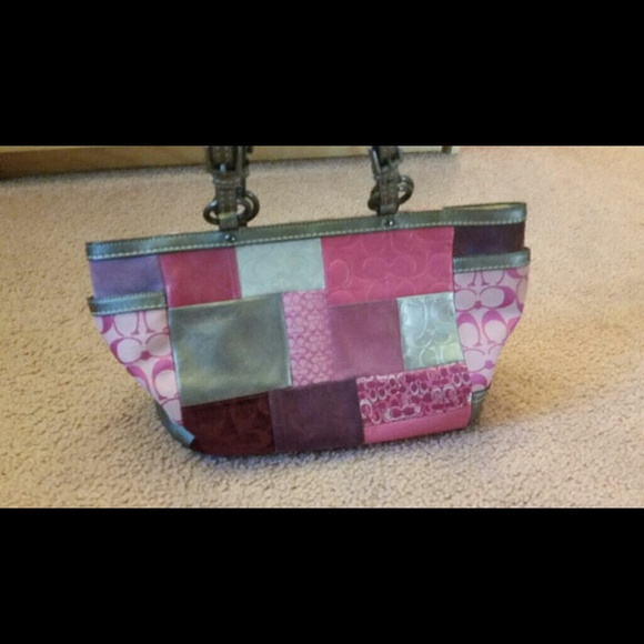 Coach pink/purple patchwork style purse