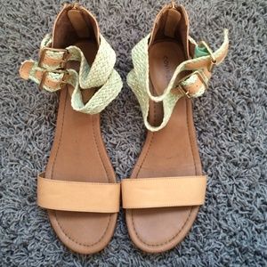 Mint an tan wedge sandal