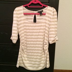 WHBM Gold sparkle and cream stripe top