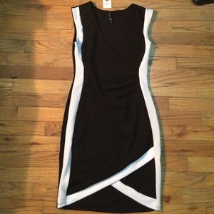 Black and white body con dress.