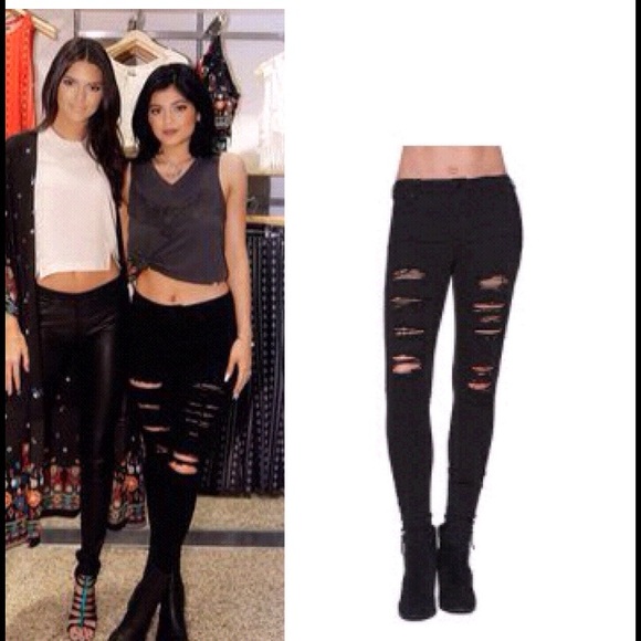Kendall & Kylie Pants - Kindle and Kylie high waisted ripped jeans