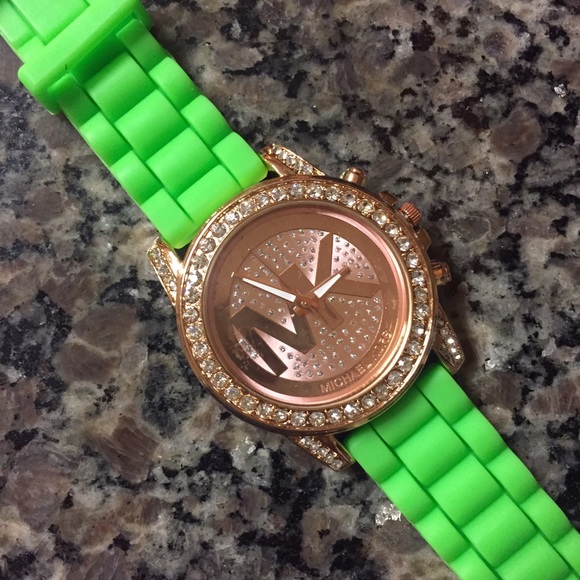 Green Michael Kors watch.