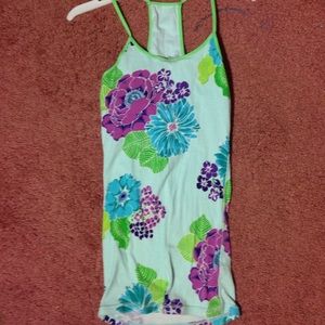 Purple and Blue Floral stretchy Spagetti Top
