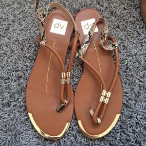 Tan snake leather sandals