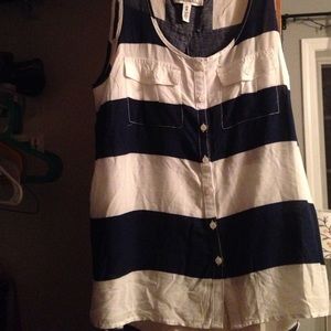 Navy blue and white striped tank top