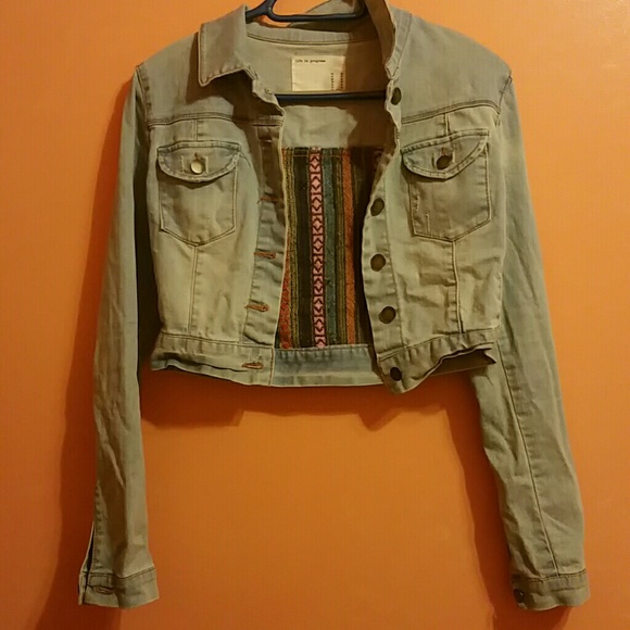 Crop Tribal jean jacket