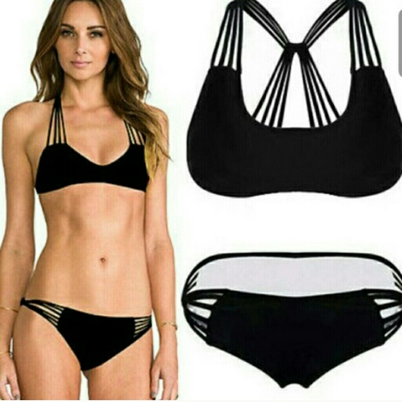 Outerwear - Sexy black strappy bikini