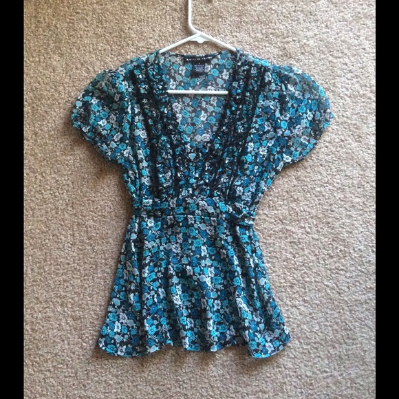 Sheer blue flowered top