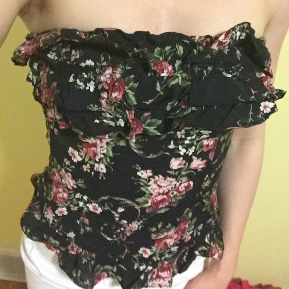 Strapless floral top