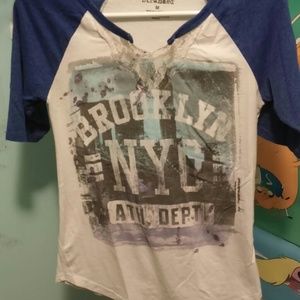 Hard-Wash Style Graphic Baseball Shirt