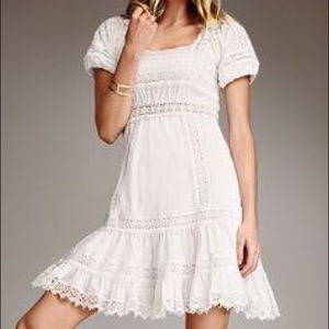 White Crochet Cap-sleeve Babydoll Dress