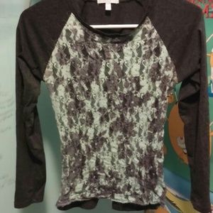 Mint Green and Grey Baseball Top