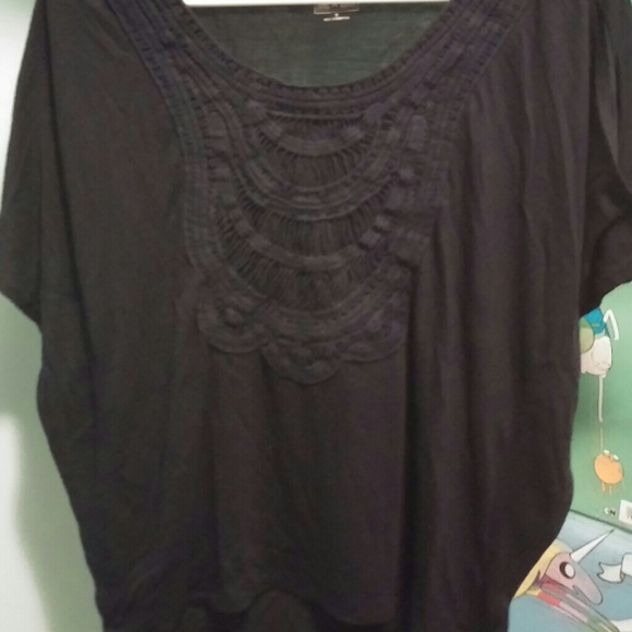 Navy Blue Angel Sleeve Top