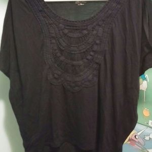 Navy Blue Angel Sleeve Top