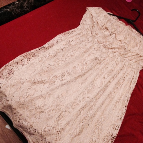 Strapless beige summer dress