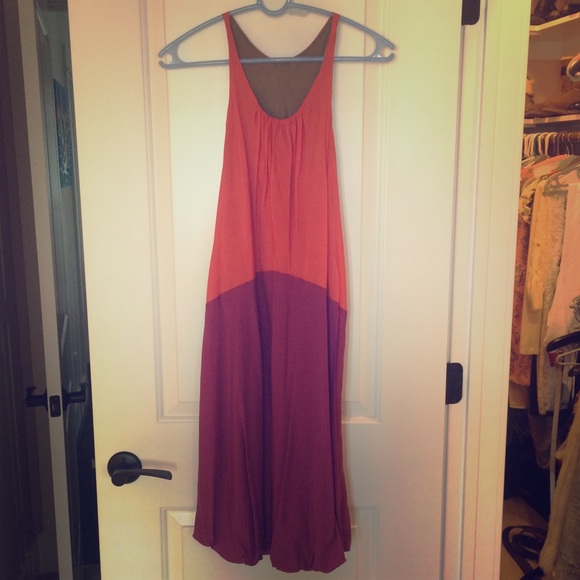 Orange and purple racer back bubble dress