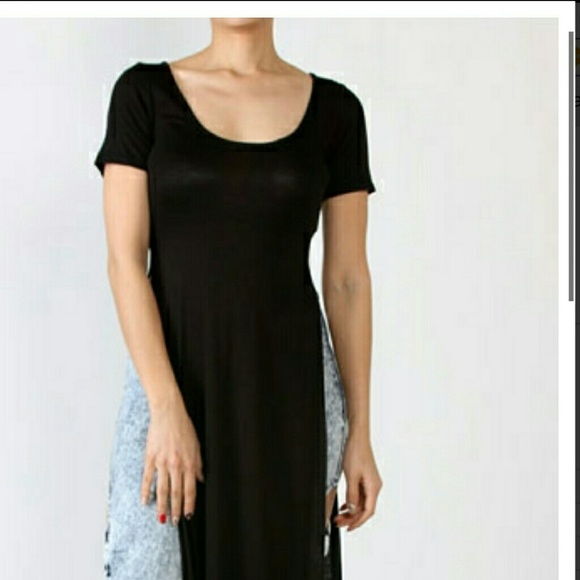 Double split maxi shirt dress