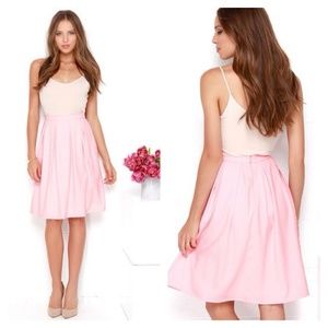 Baby Pink High-Waisted Midi Skirt