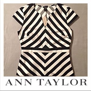 🎀Ann Taylor striped peplum top NWT🎀