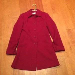 Red Trench Coat petite size 2 (Anne Taylor Loft).