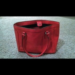 Large deep coral tote