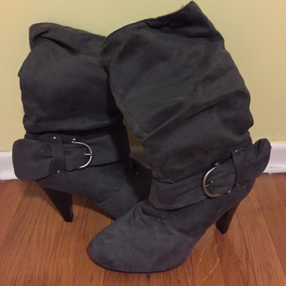 Grey suede heels