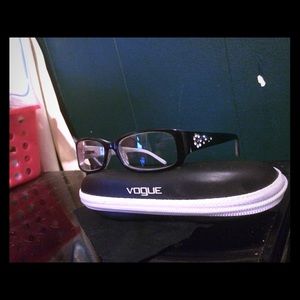Black VOGUE Glasses w/Crystal Design