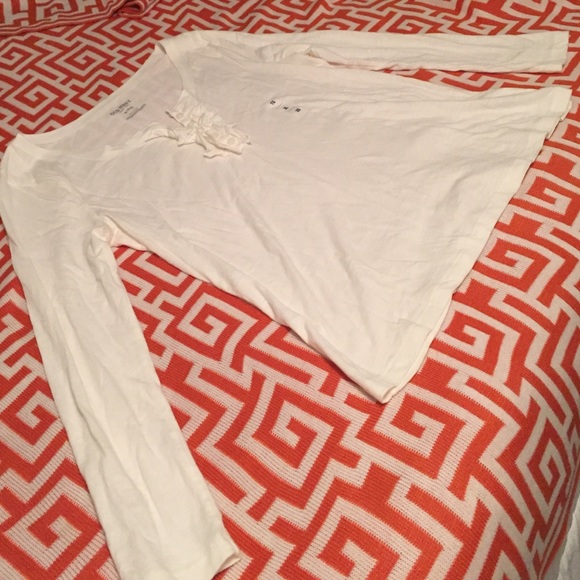 Cream long sleeve ruffle shirt, NWOT - Picture 3 of 4