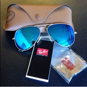 Blue ray ban mirror flash aviators